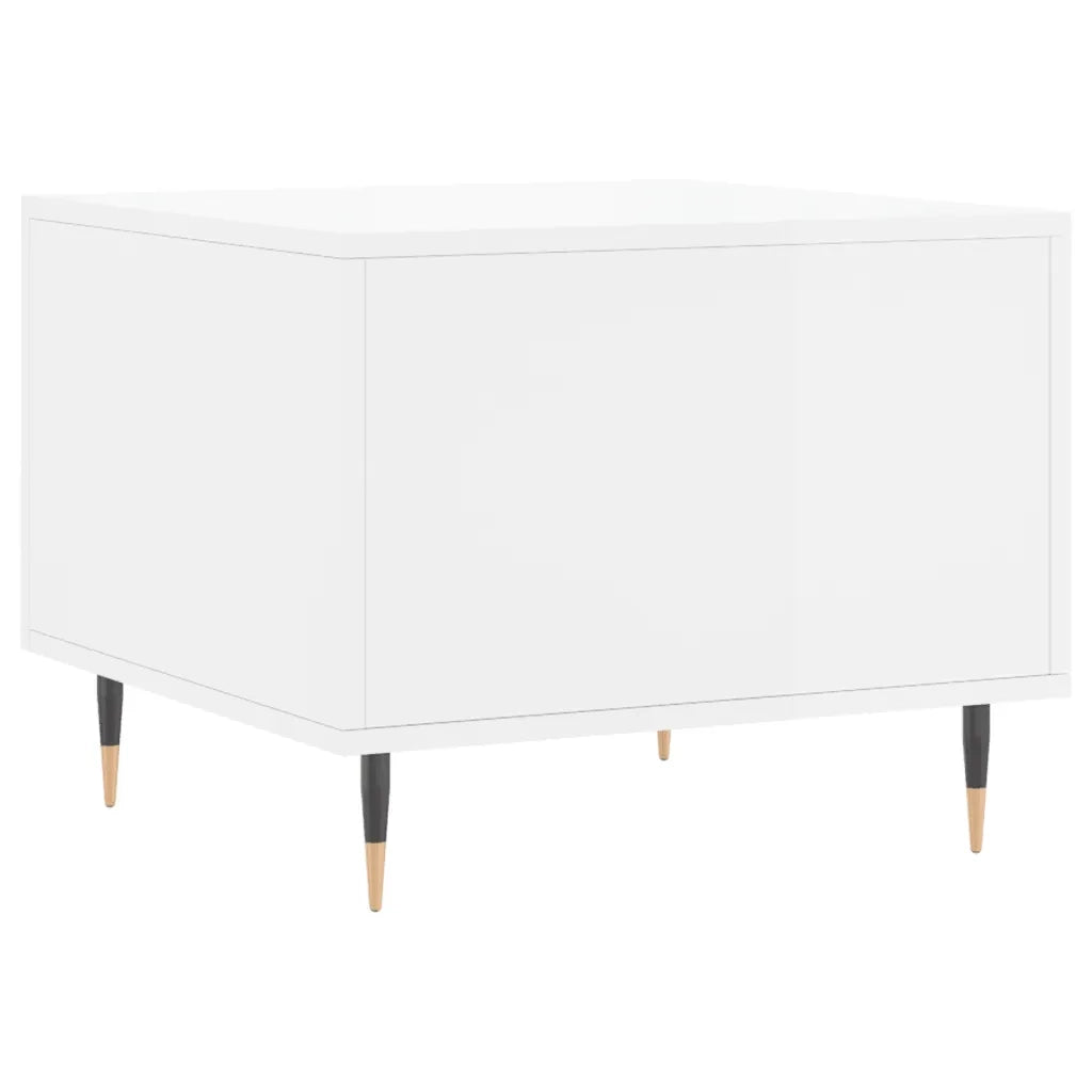 Tavolino da Salotto-Tavolino da soggiorno-Tavolo Bianco Lucido 50x50x40 cm Legno Multistrato 427477