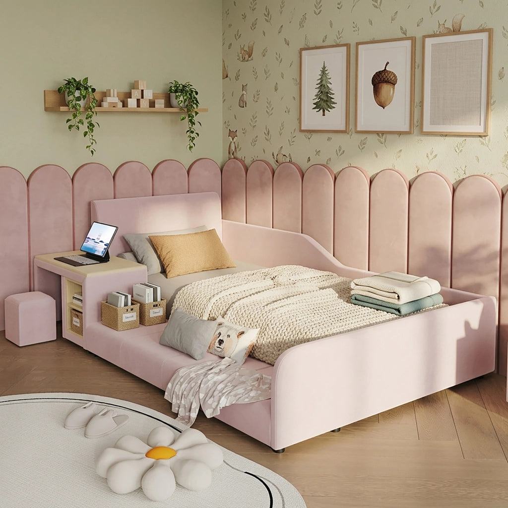 letto imbottito velluto rosa 90x200 cm