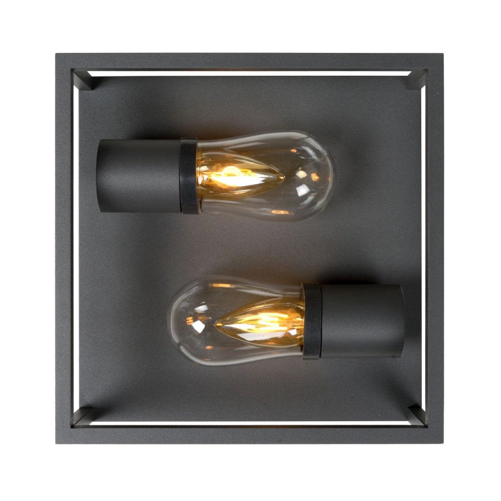 Plafoniera Lucide Carlyn nera alluminio 2xE14 IP54