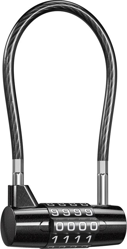 Combinazione di chiusura per armadi, archivi e cancelli con codice a 4 cifre, cavo in acciaio flessibile da 5 mm, combinazione a lunga maniglia