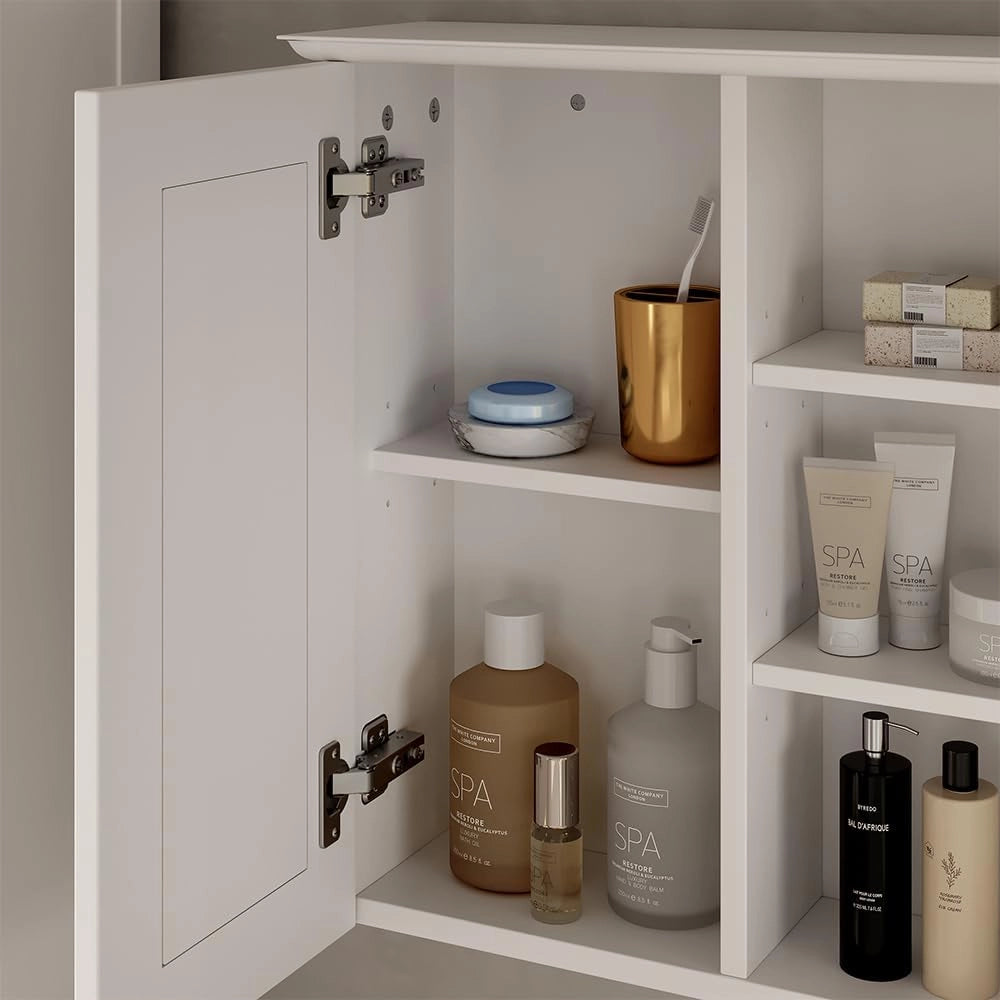 Mobile a specchio per il bagno Vanity, Bianco, 68 x 51 cm, per la conservazione di articoli da bagno e asciugamani