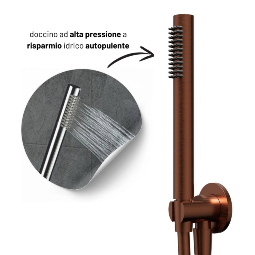 Set per doccia soffione tondo in acciaio inox 250 millimetri *** finitura- oro rosa, confezione 1