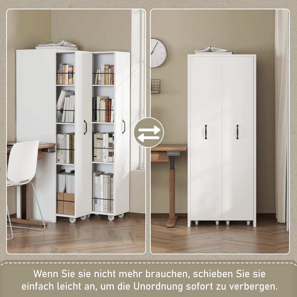 LIBRERIA Estensibile con Ruote 51,5x41x158 cm in MDF Bianca