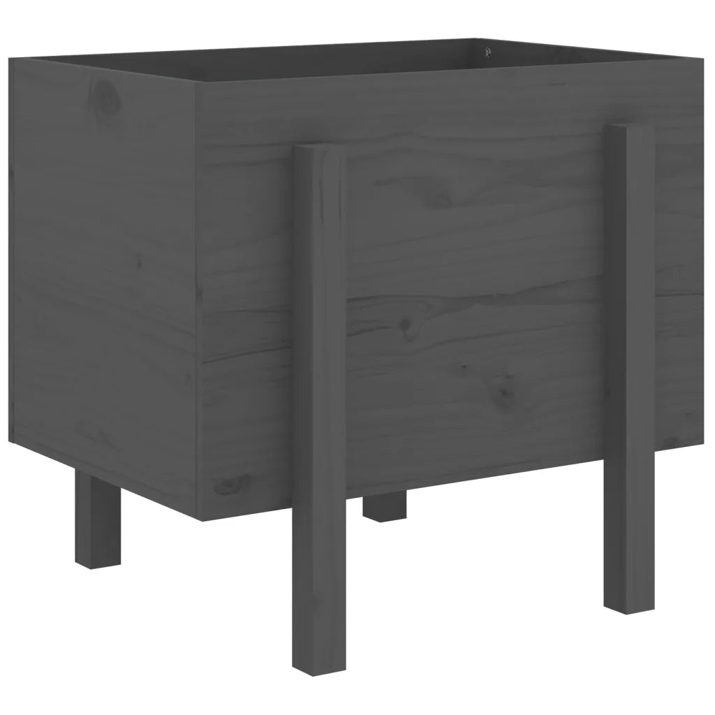 Fioriera da Giardino-Vaso da Esterno-Contenitore per Piante Grigia 62x50x57 cm Legno Massello di Pino