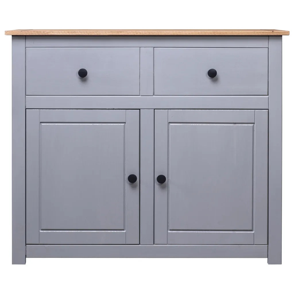 Credenza | Madia | Buffet da pranzo | Armadio da pranzo Grigia 93x40x80 cm in Legno Massello di Pino Panama