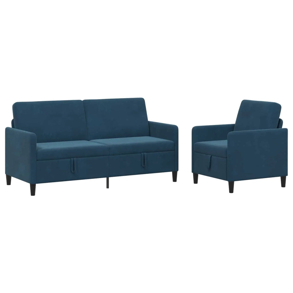 Set di Divani con Storage 2 pz Blu Poliestere 3429227