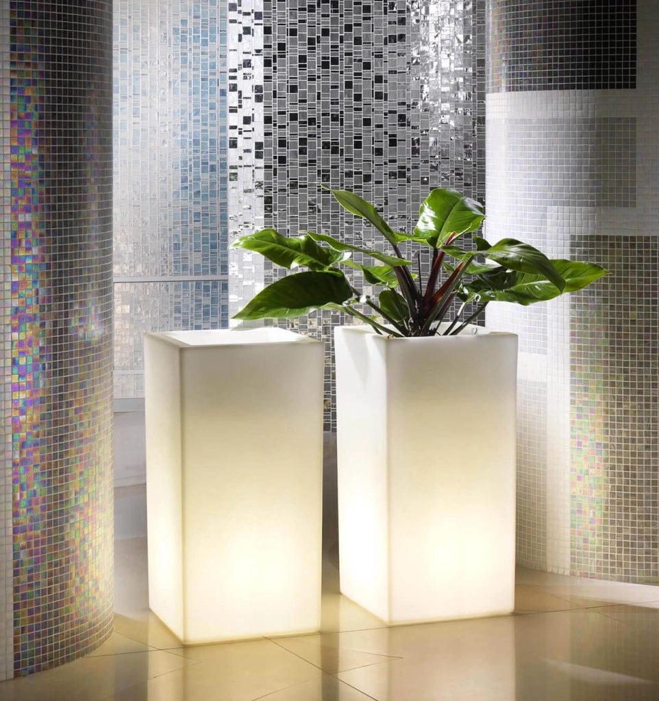 Vaso 40x40x80cm in Resina Tulli Schio Cubo Alto Essential 80 Bianco