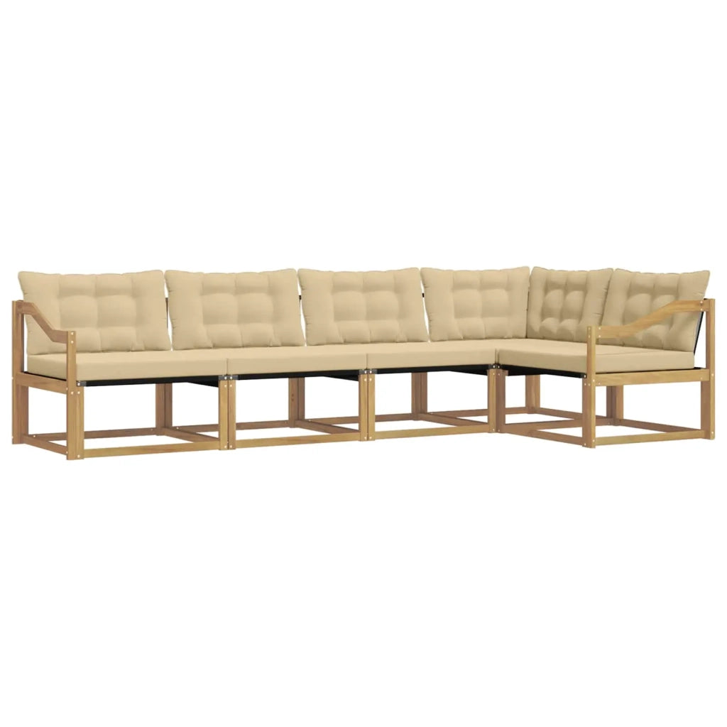 Set di divani da esterno con cuscino 5 pcs Bianco e Beige 3388695