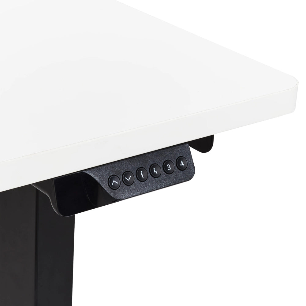 Scrivania elettrica regolabile a forma di L 160 x 59 cm Piano bianco e nero lato sinistro stile moderno