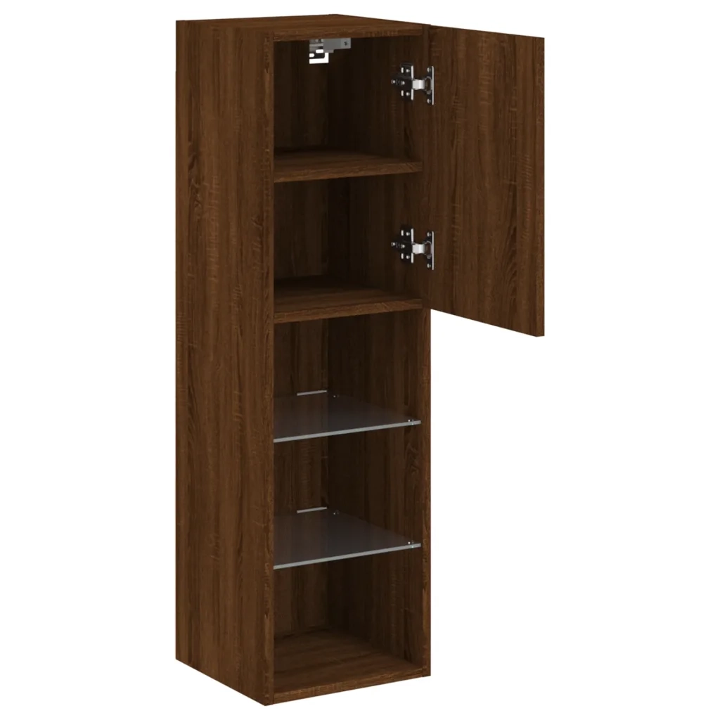 vidaXL Mobile TV con Luci LED Rovere Marrone 30,5x30x102 cm