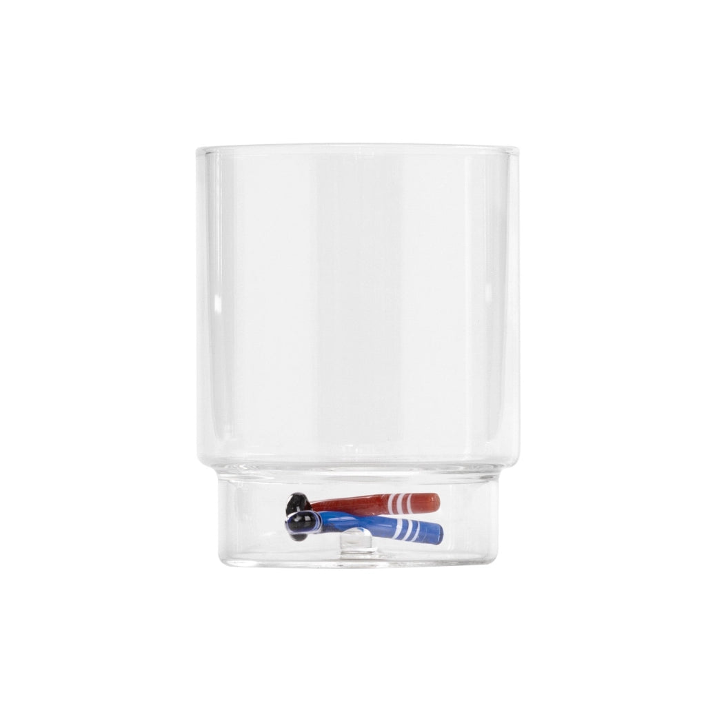 Teca Bicchieri Winter Game Tumbler 35cl in Vetro Borosilicato con Decorazione Tridimensionale Hockey Artigianale per Atmosfera Invernale