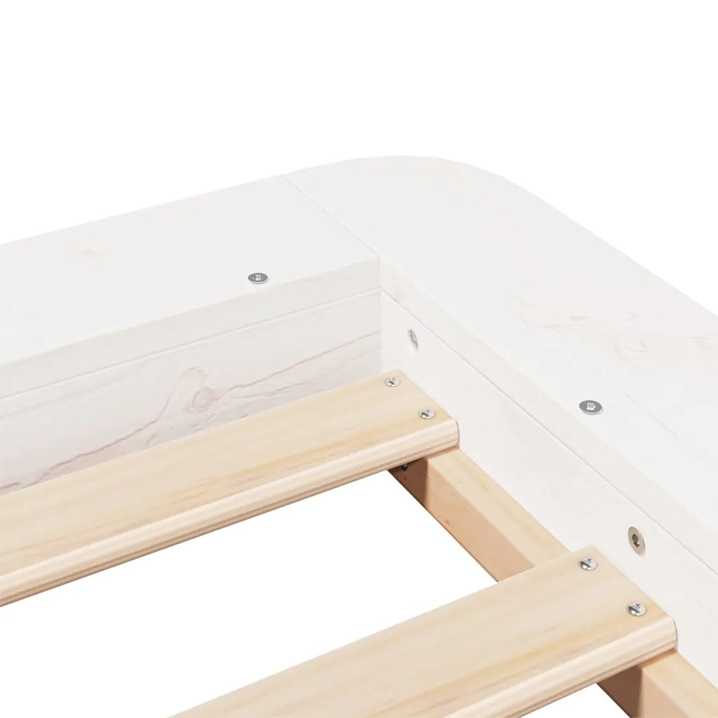 Letto senza Materasso Bianco 75x190 in Legno Massello di Pino