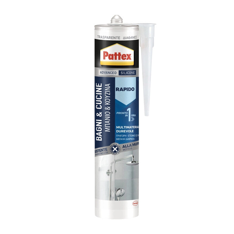 PATTEX SILICONE BAGNICUCINE RAPIDO TRASP 300 ML- 12,0 pz
