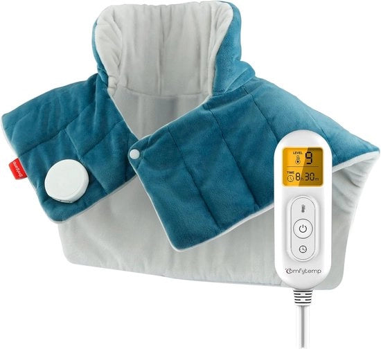 Cuscino termico per collo e spalle - 9 impostazioni di temperatura, spegnimento automatico, lavabile in lavatrice - Illuminazione per il dolore