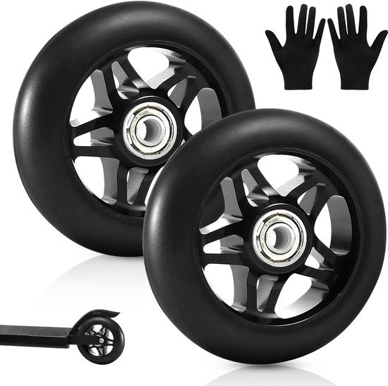 Ruote di scorta 100 mm - 2 pezzi - Pivotti ABEC 9 - Nucleo in alluminio - Adatti per scooter - Ideali per pavimenti in legno - Ruote per scooter