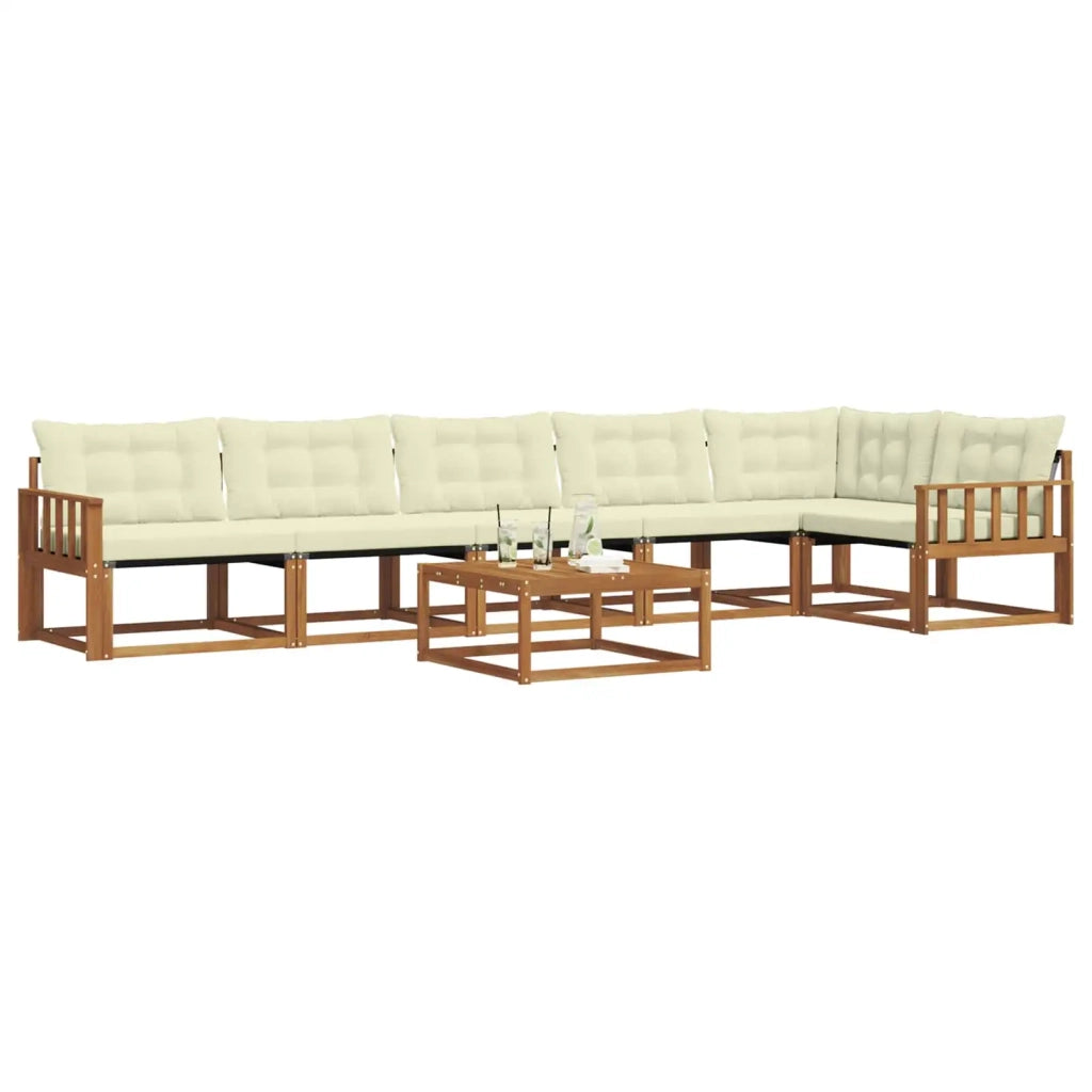 Set di divani da esterno con cuscino 7 pcs Naturale e Crema