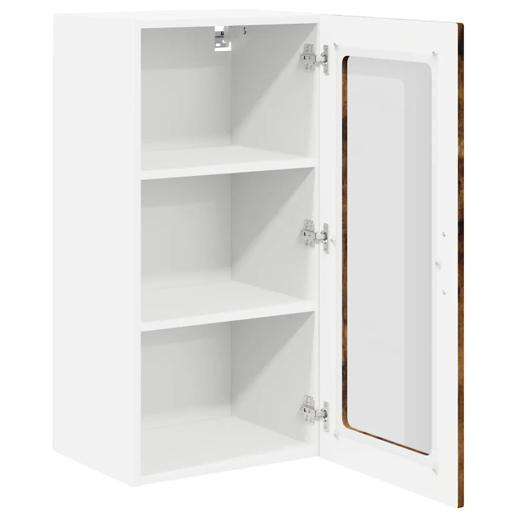 Mobile in vetro da parete LUCCA 2 pcs Rovere Fumo