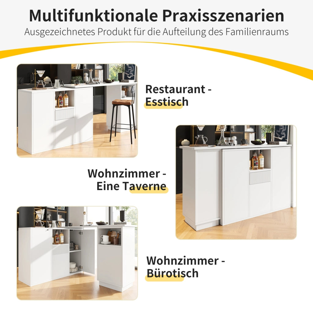 Mobile bar girevole 360° con contenitore, bianco