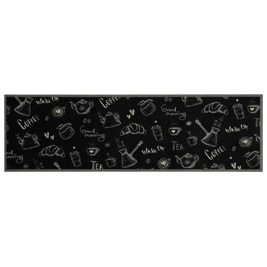 Tappeto da Cucina Lavabile-Tappetino da Cucina Nero Mattutino 45x150 cm in Velluto