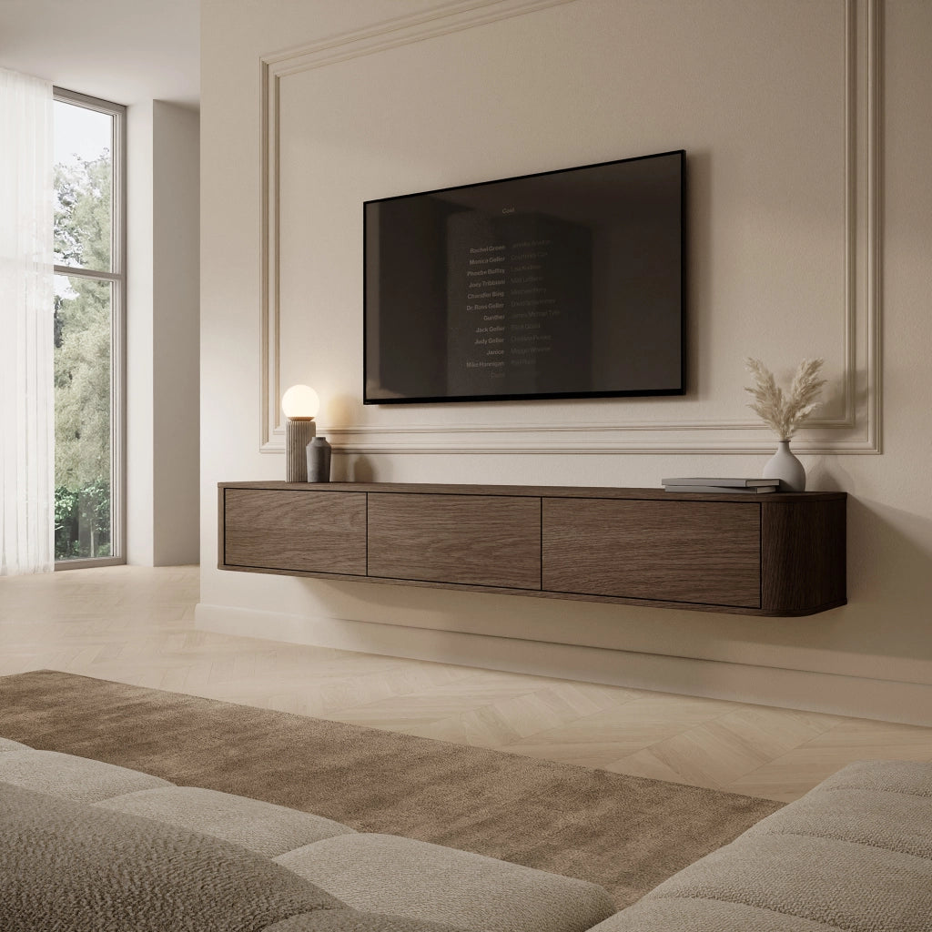 Kahate, Mobile Porta tv 3 Cassetti, 200x34x28h cm Marrone Noce