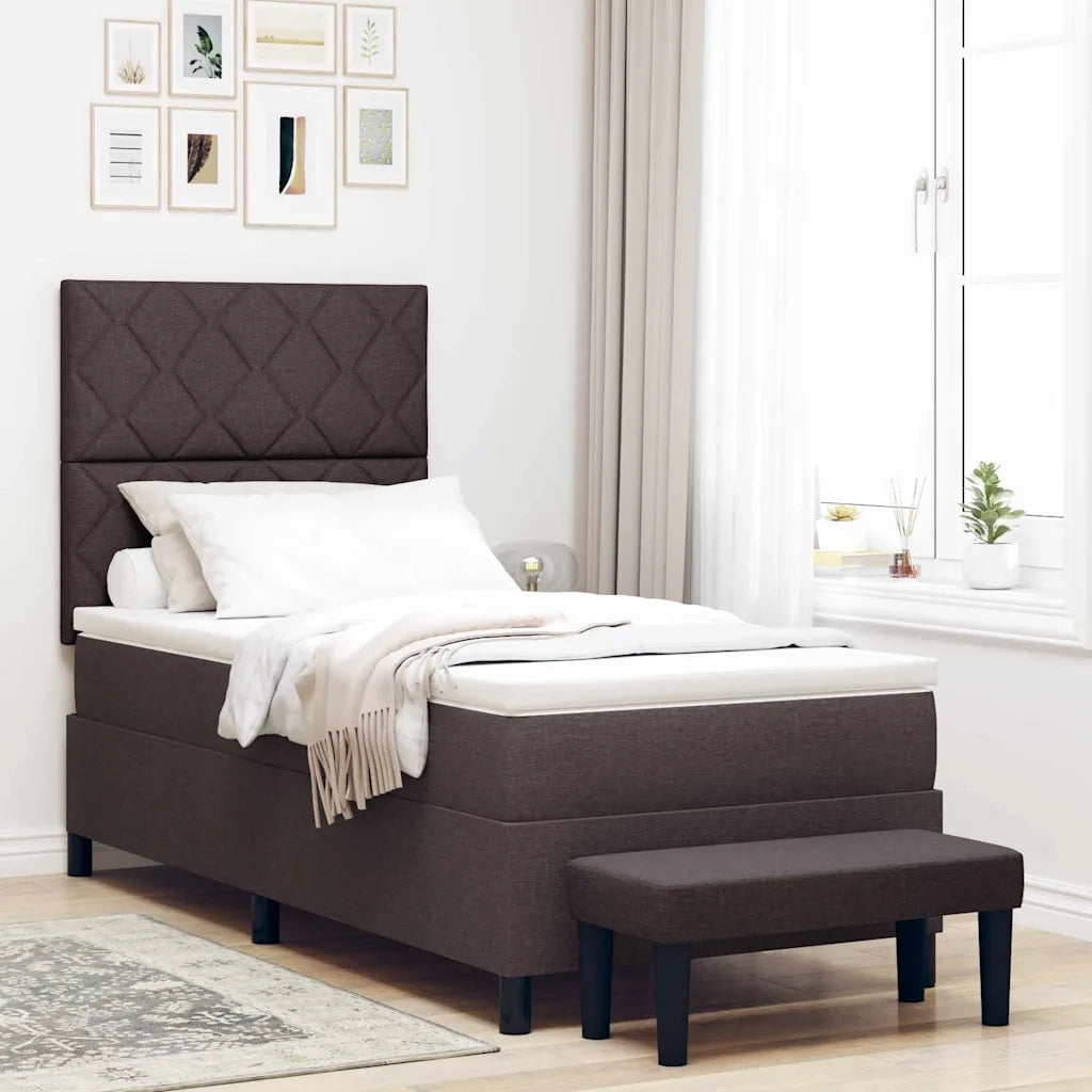 Letto a molle con materasso Marrone Scuro 90 x 190 cm Tessuto 3344110