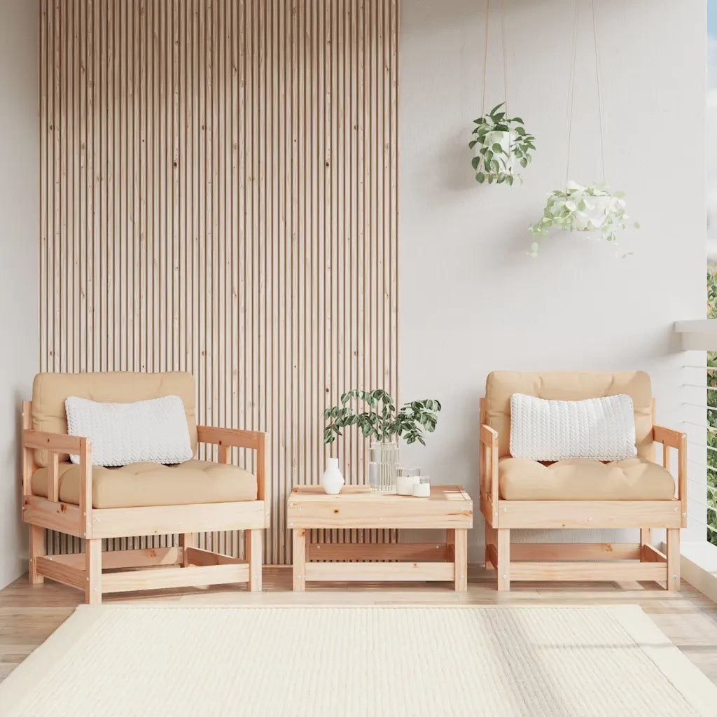 Sedia da patio-Sedie da Giardino con Cuscini 2 pz Legno Massello di Pino 198142