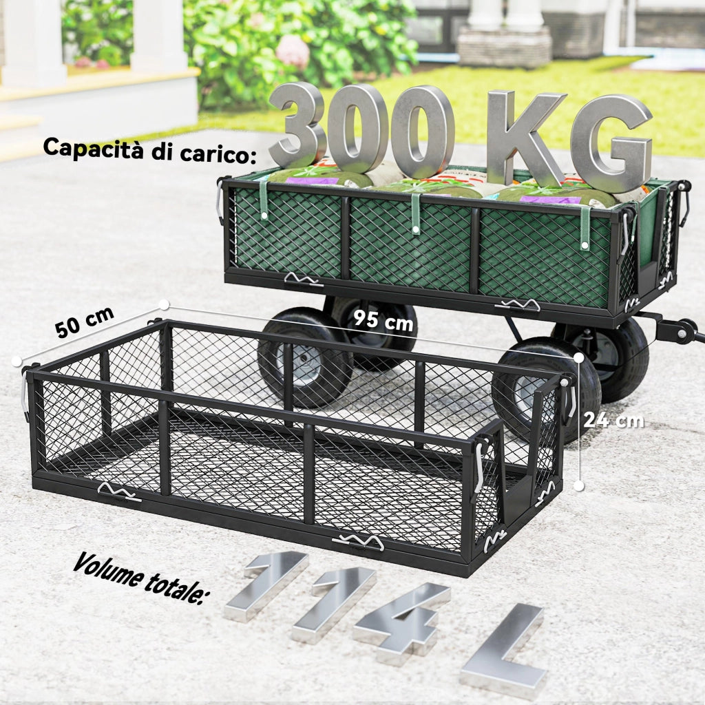 Carrello da Giardino in Acciaio con Sacca ¨C zephmum ¨C Verde 105x51x54 cm