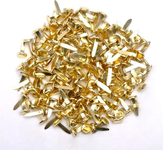 200 mini viti a forma di rondello con disegno a motivi dorati, chiusura a forma di rondello in metallo, 8 mm, per scrapbooking e fai da te