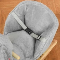 Cavallo a Dondolo Koala in Peluche Imbottita con Suoni, Cintura di sicurezza e Base in Legno, 60x33x50cm, Grigio