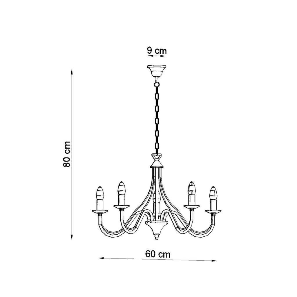 Lampadario a sospensione candeliere bianco 5xE14 PALADA Pure Lume