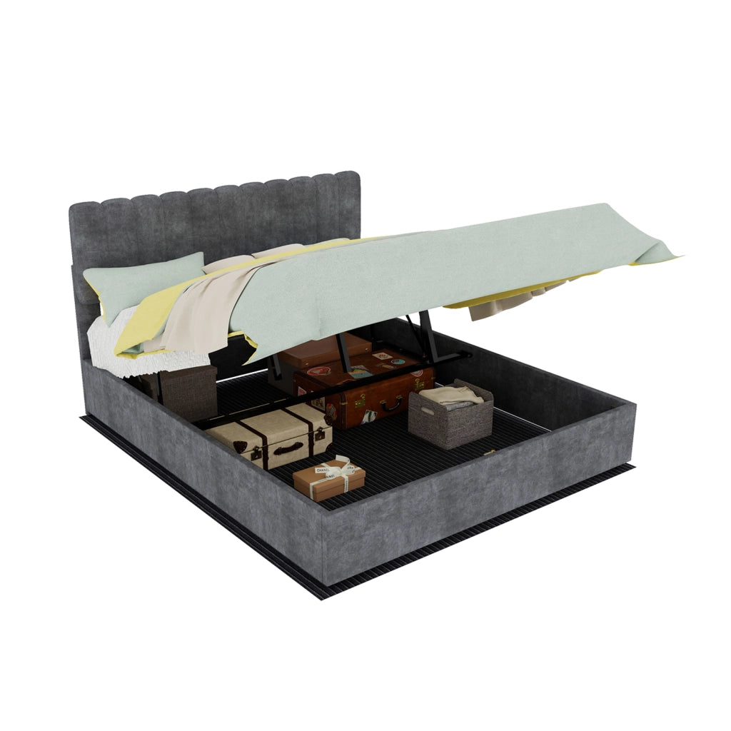 letto imbottito tessuto grigio 160 x 200 cm