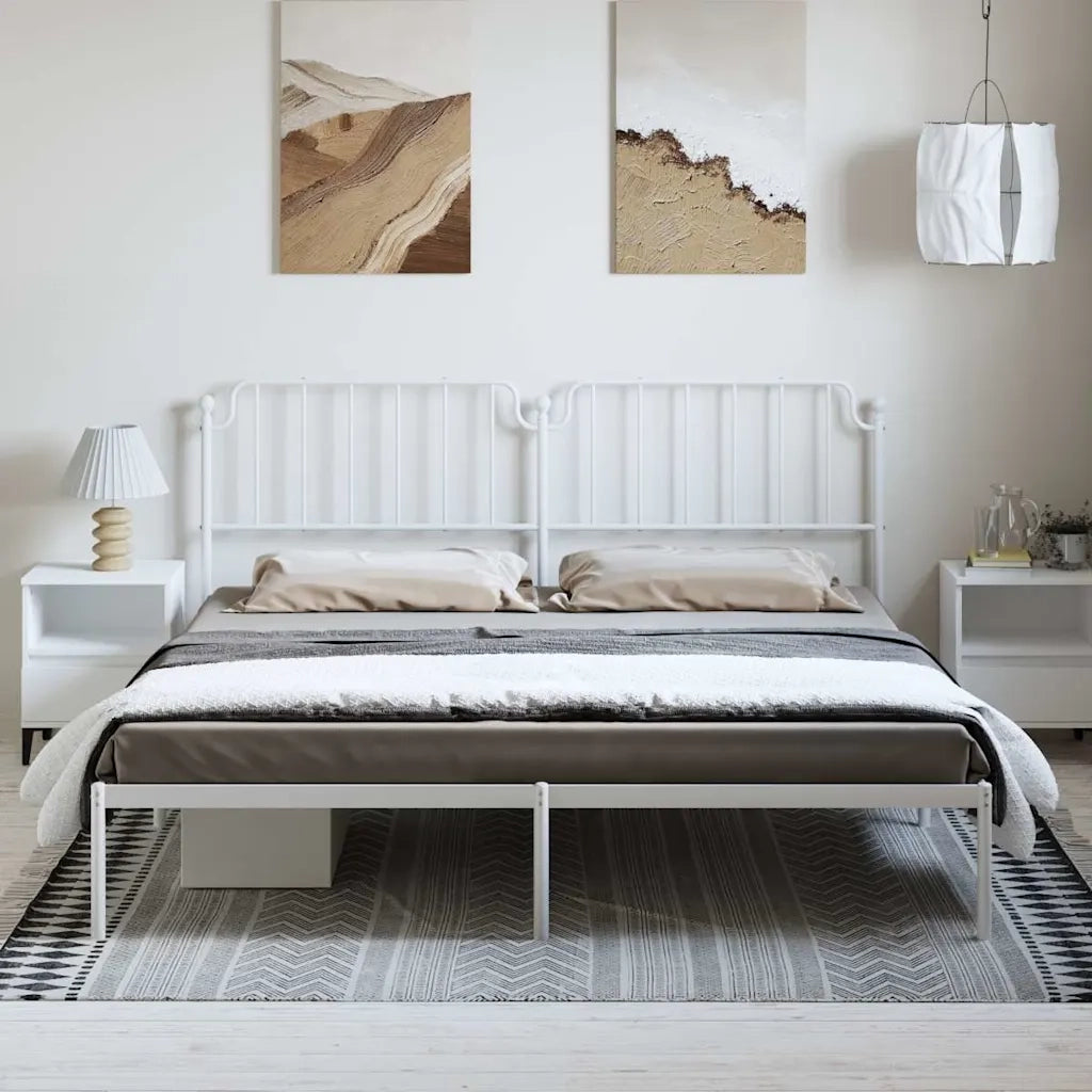 Giroletto con Testiera-Struttura Letto con testiera Metallo Bianco 193x203 cm 967856