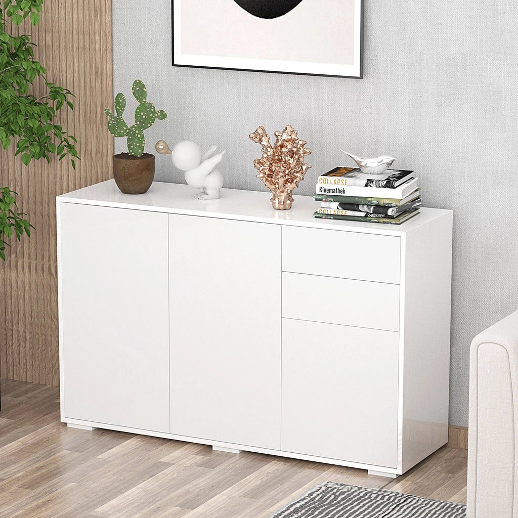 Mobile Multiuso 117x36x74 cm 2 Cassetti 3 ante  Bianco
