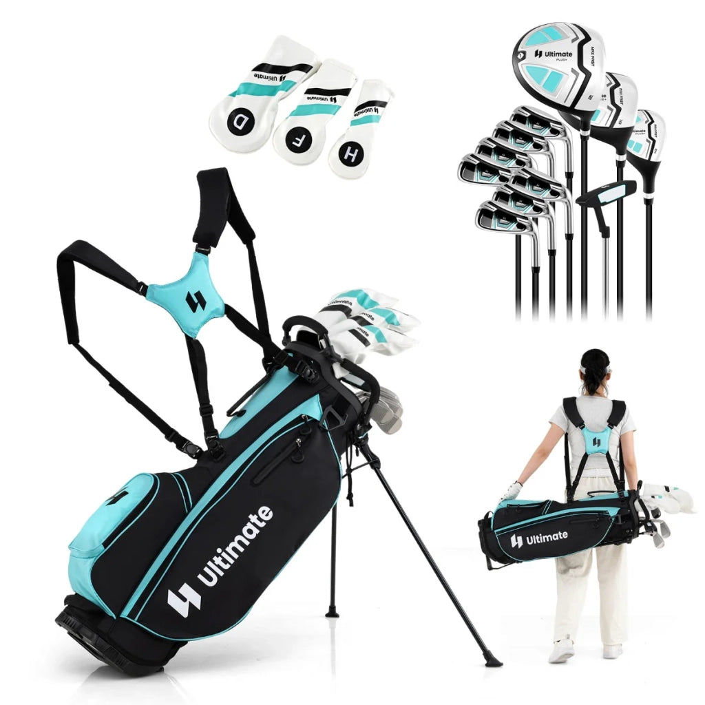 Set completo di 15 mazze da golf da donna 87 x 28 x 20,5 cm con elegante borsa treppiede in nylon verde 20_0013583
