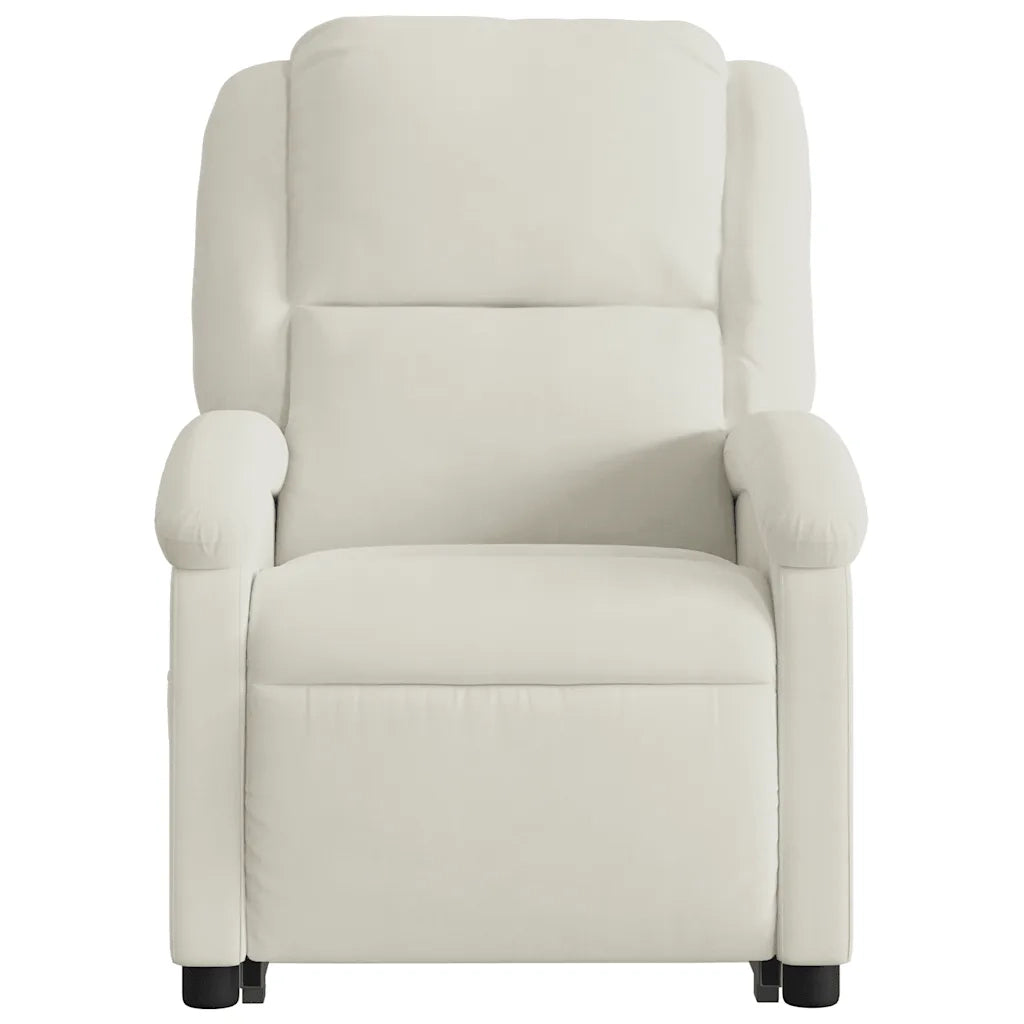 Poltrona Alzapersona Reclinabile Elettrica Crema in Velluto 3204331