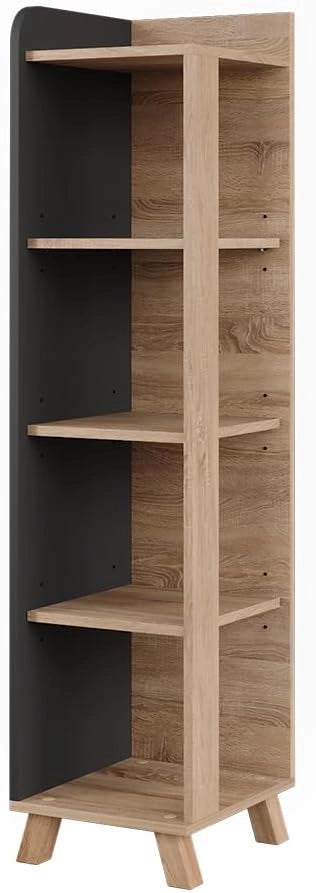 Mensola da bagno Karen, Sonoma/blu, 30 x 128 cm con 4 scomparti, per la conservazione di accessori da bagno e combinabile