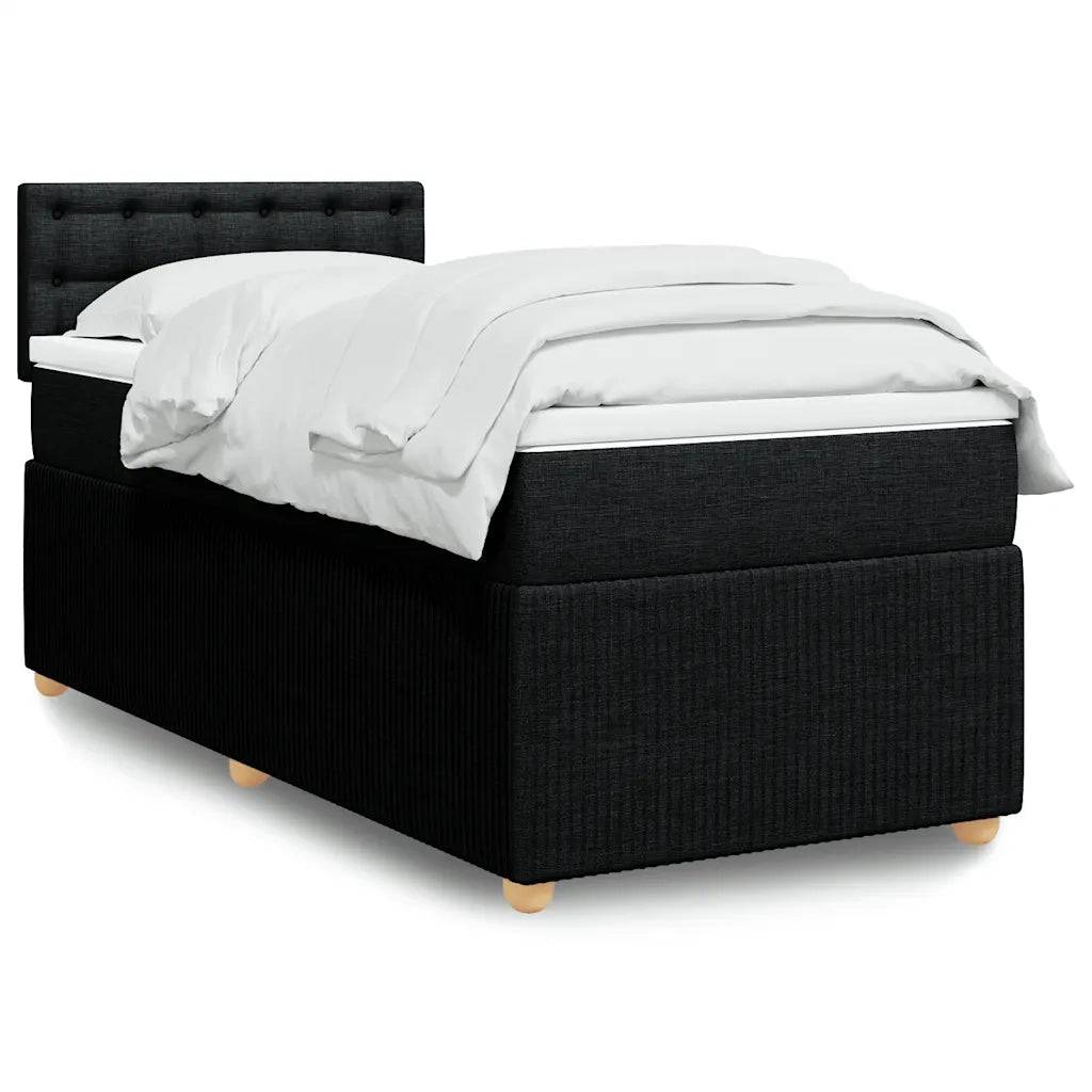 Letto singolo | Letto per adulti | Giroletto a Molle con Materasso Nero 80x200 cm inTessuto