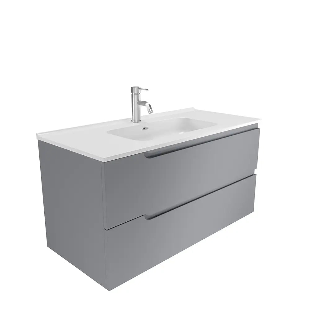 Mobile bagno sospeso 80 cm due cassetti color grigio opaco con lavabo  | Moor