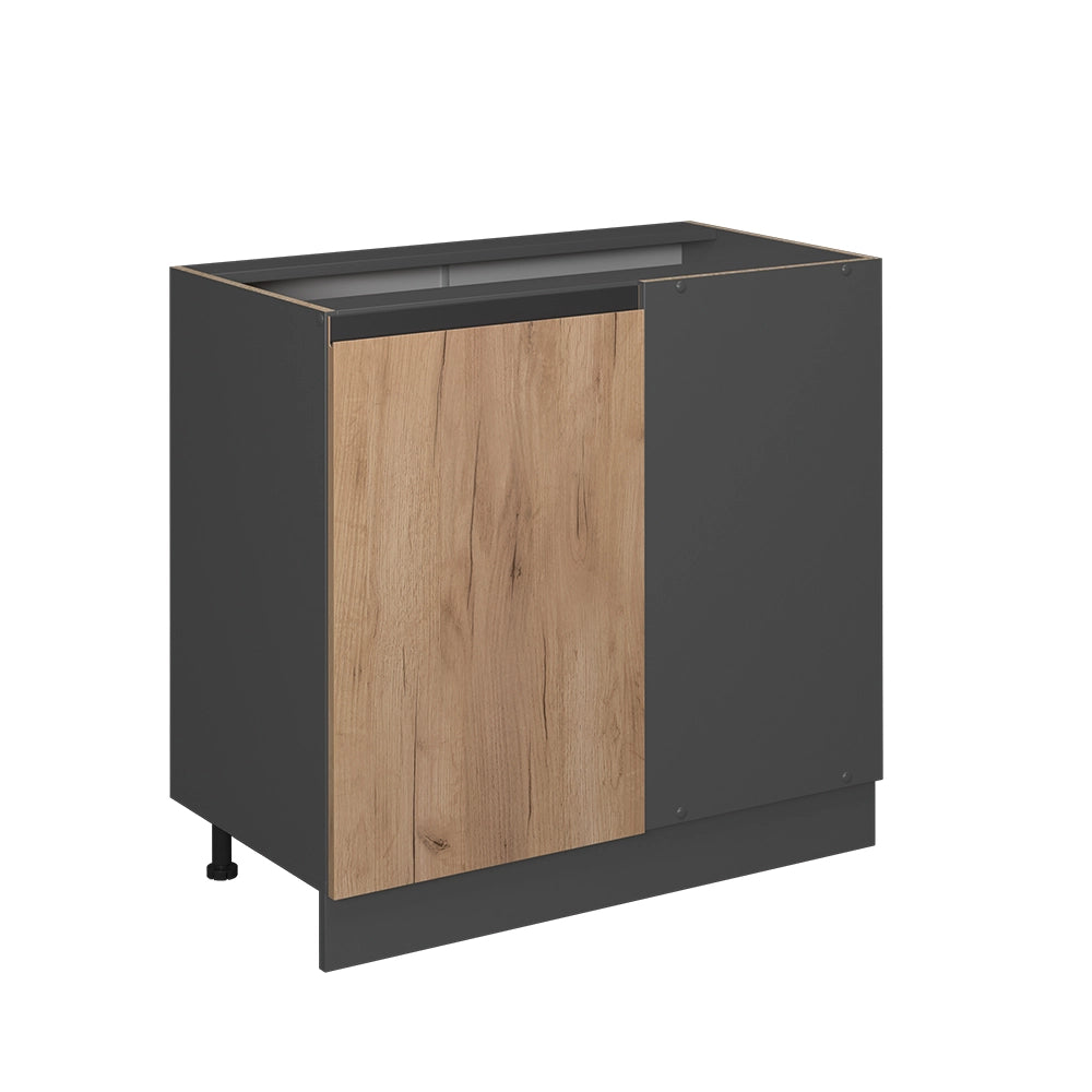 Mobile ad angolo cucina R-Line Rovere dorato/Antracite 86 cm Forma a J, senza piano di lavoro Vicco