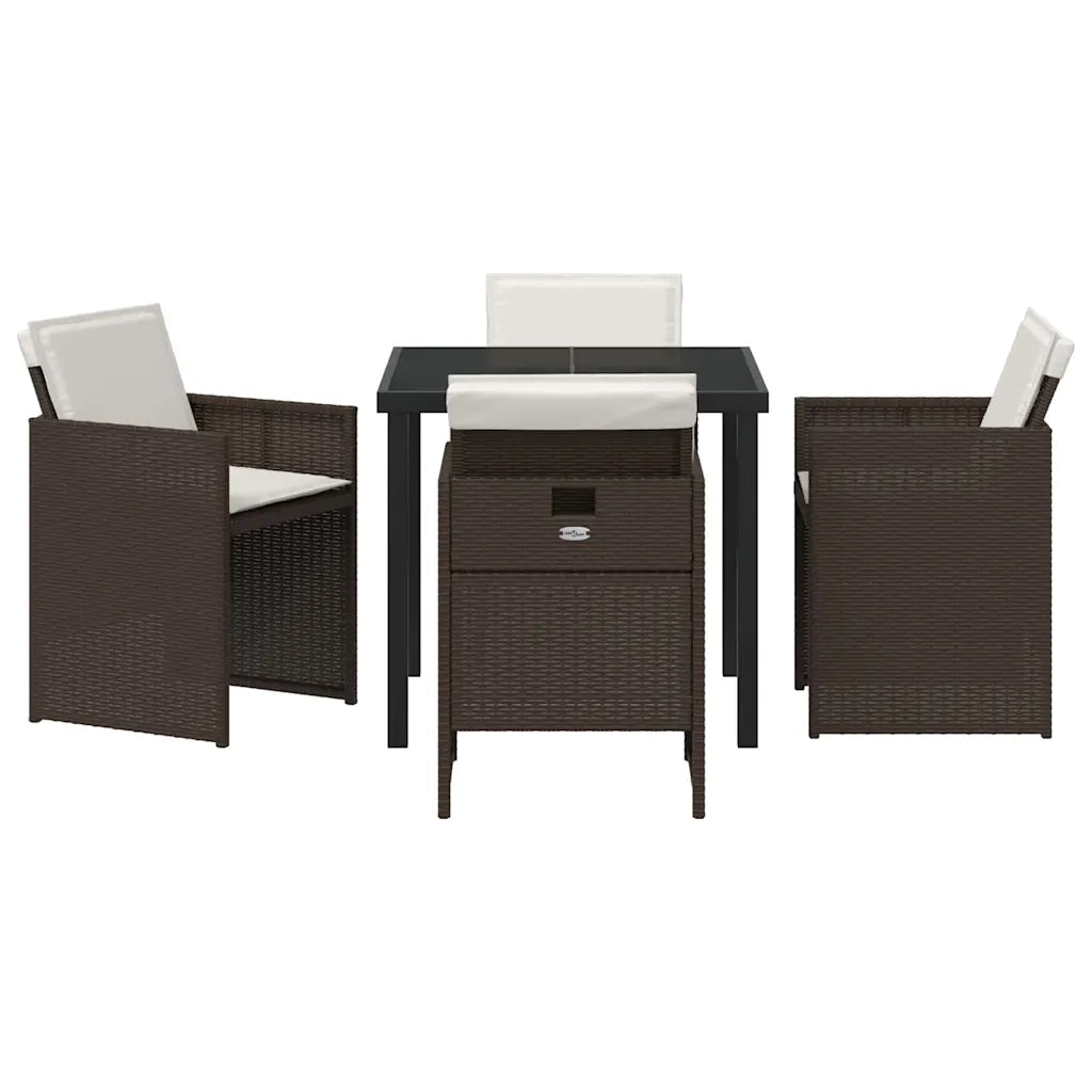 Set da Pranzo per Giardino 5 pcs Marrone polyrattan