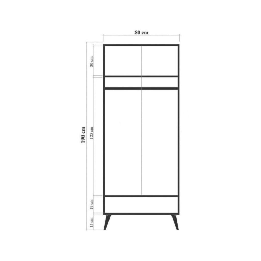 Guardaroba 2 ante Atomic, Mobile camera da letto, Cabina armadio portabiti, Armadio appendiabiti, 80x45h190 cm, Multicolore