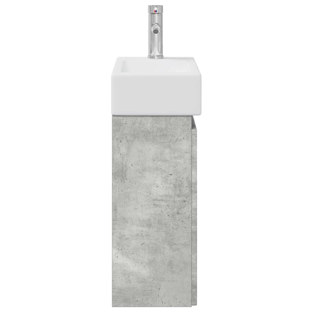 Mobile bagno con rubinetto Grigio Cemento 45,5 x 22,5 x 84 cm 889514
