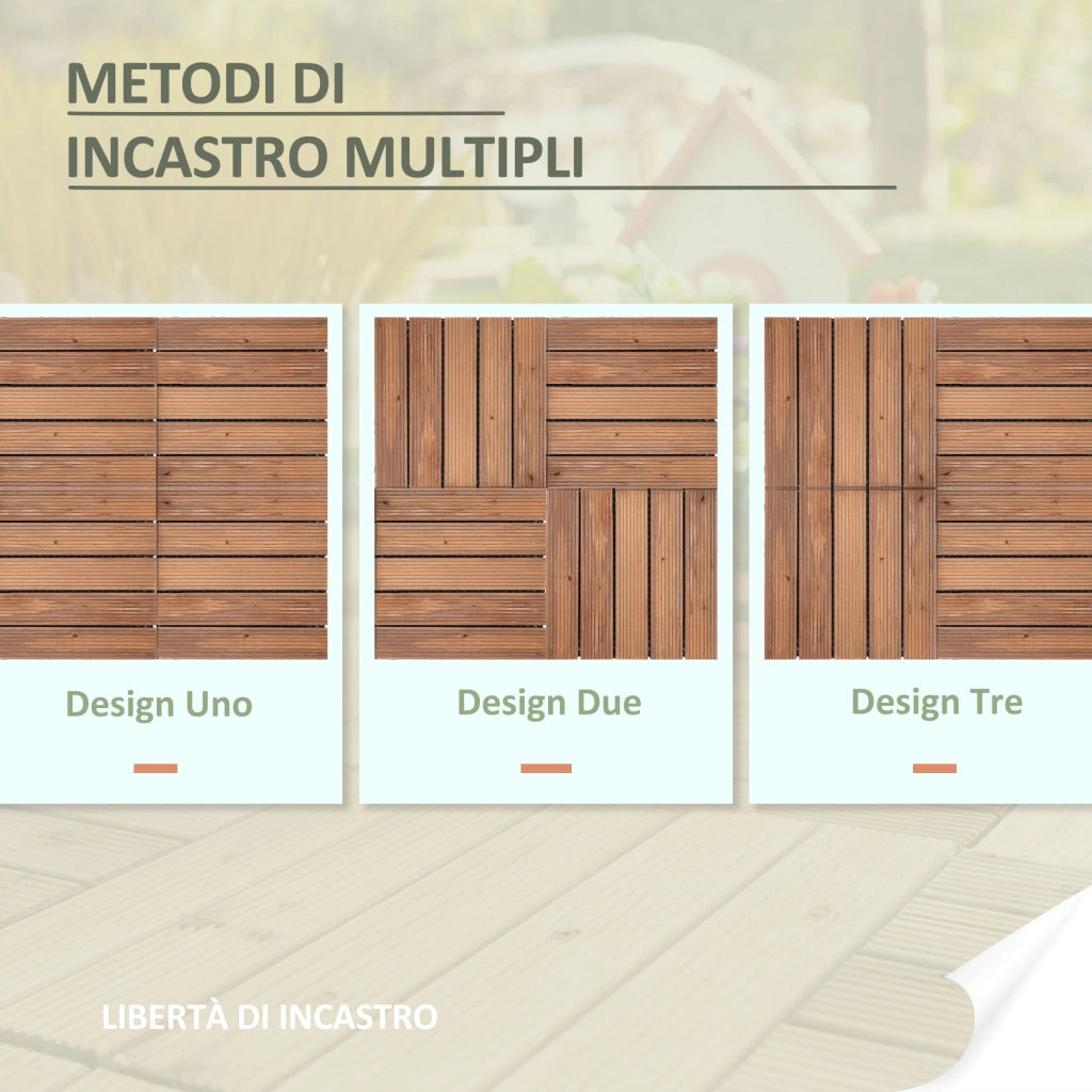 Pavimento Esterno in Legno ¨C zephmum ¨C Set 27 Pezzi 30x30x2.5cm