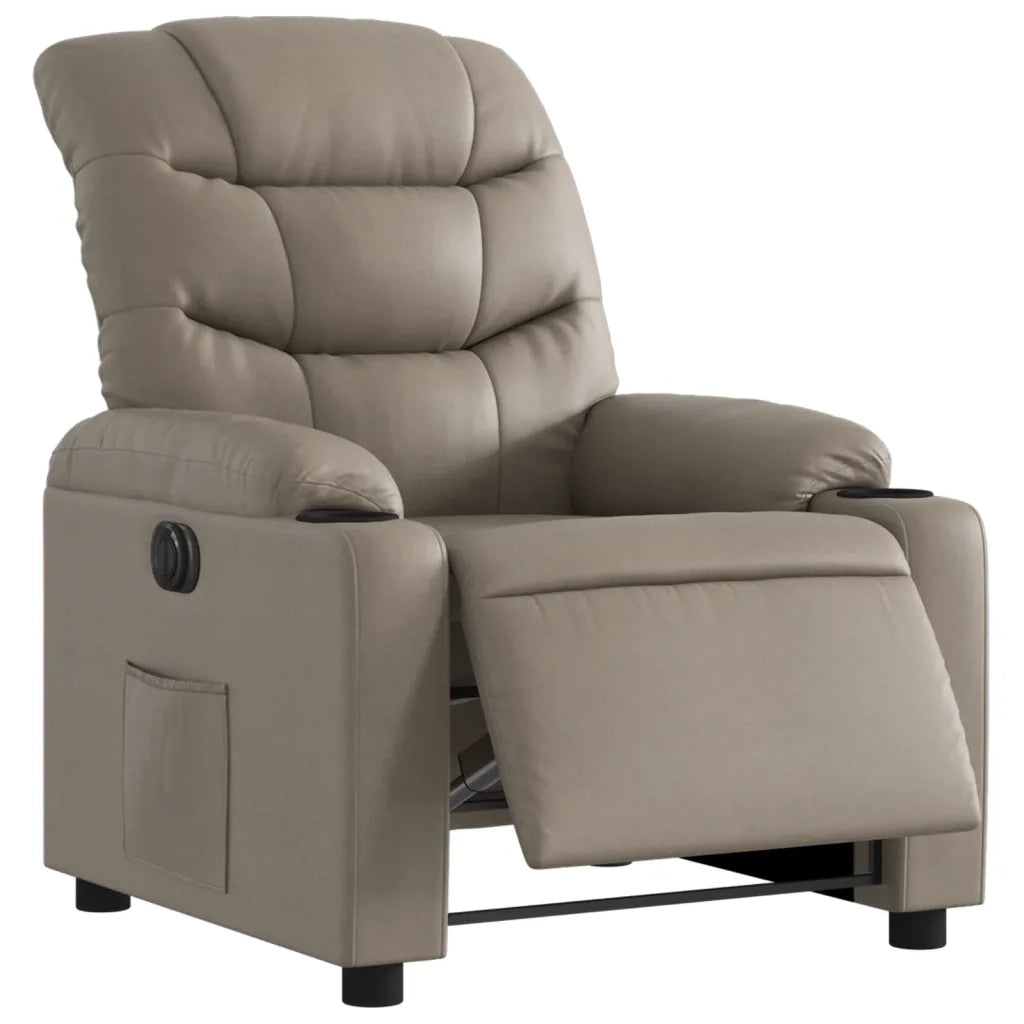 Divano Sedia-Poltrona Reclinabile Elettrica Cappuccino in Similpelle 659322