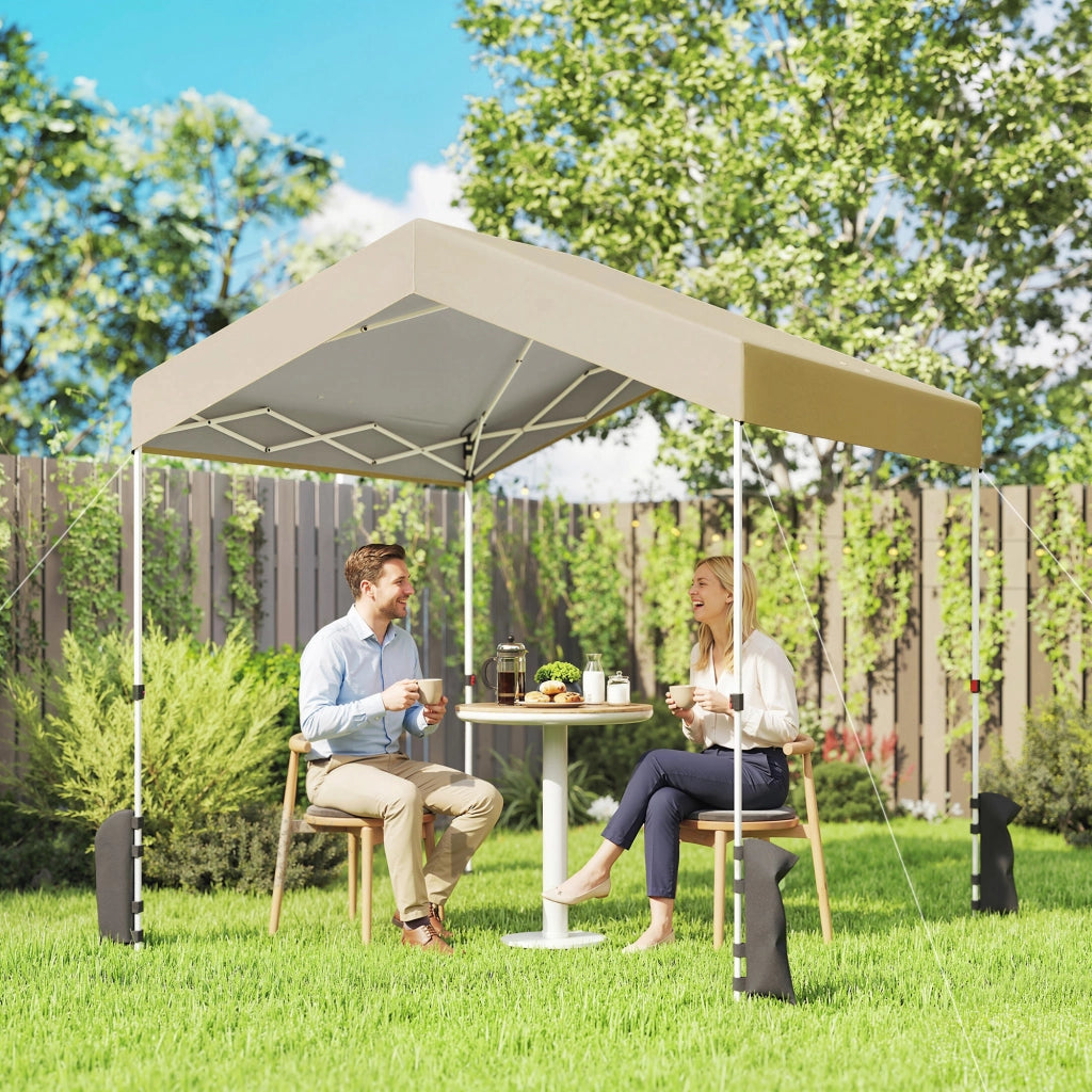 Tenda da Giardino Pieghevole 2.4x2.4 m ¨C Zephmum ¨C Beige UPF50+ con Borsa di Trasporto