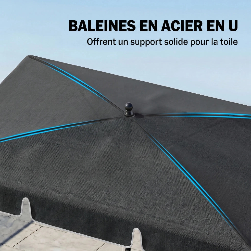 Tenda da sole rettangolare inclinabile ¨C zephmum ¨C 2x1.3m grigio metallo poliestere