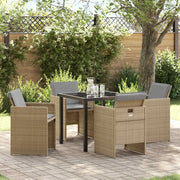 Set da Pranzo per Giardino 5 pcs Beige polyrattan 3380613