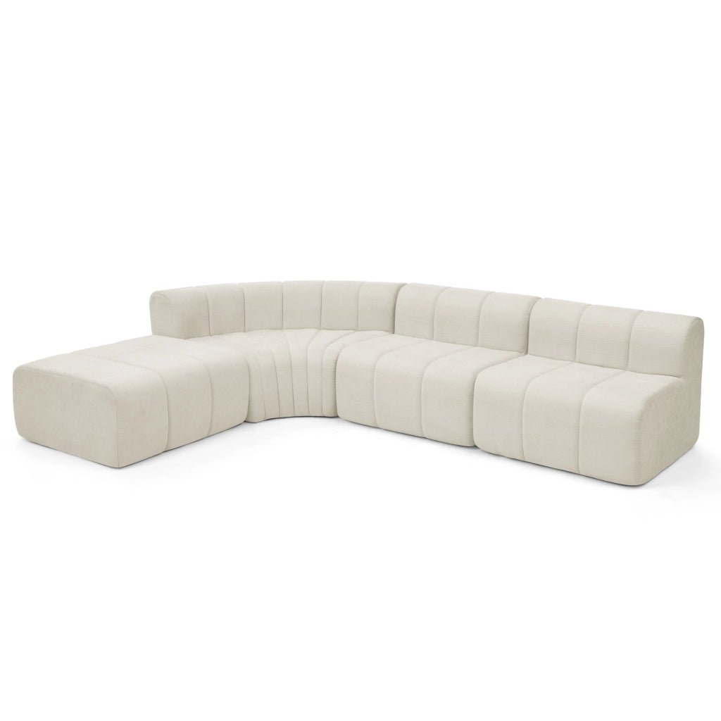 Divano angolare modulare 4 posti - con moduli combinabili e uso multifunzione - in chenille beige