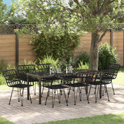 Set da Pranzo da Giardino 9 Pezzi Nero Rattan Polimerico