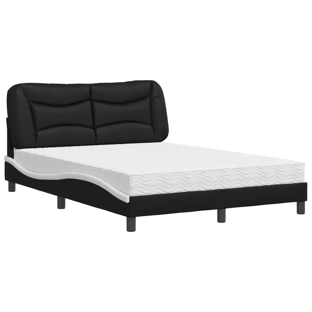 Letto con Materasso Hvar Nero e Bianco 120x200 cm in Similpelle 3208715